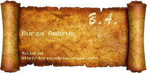 Burza Ambrus névjegykártya